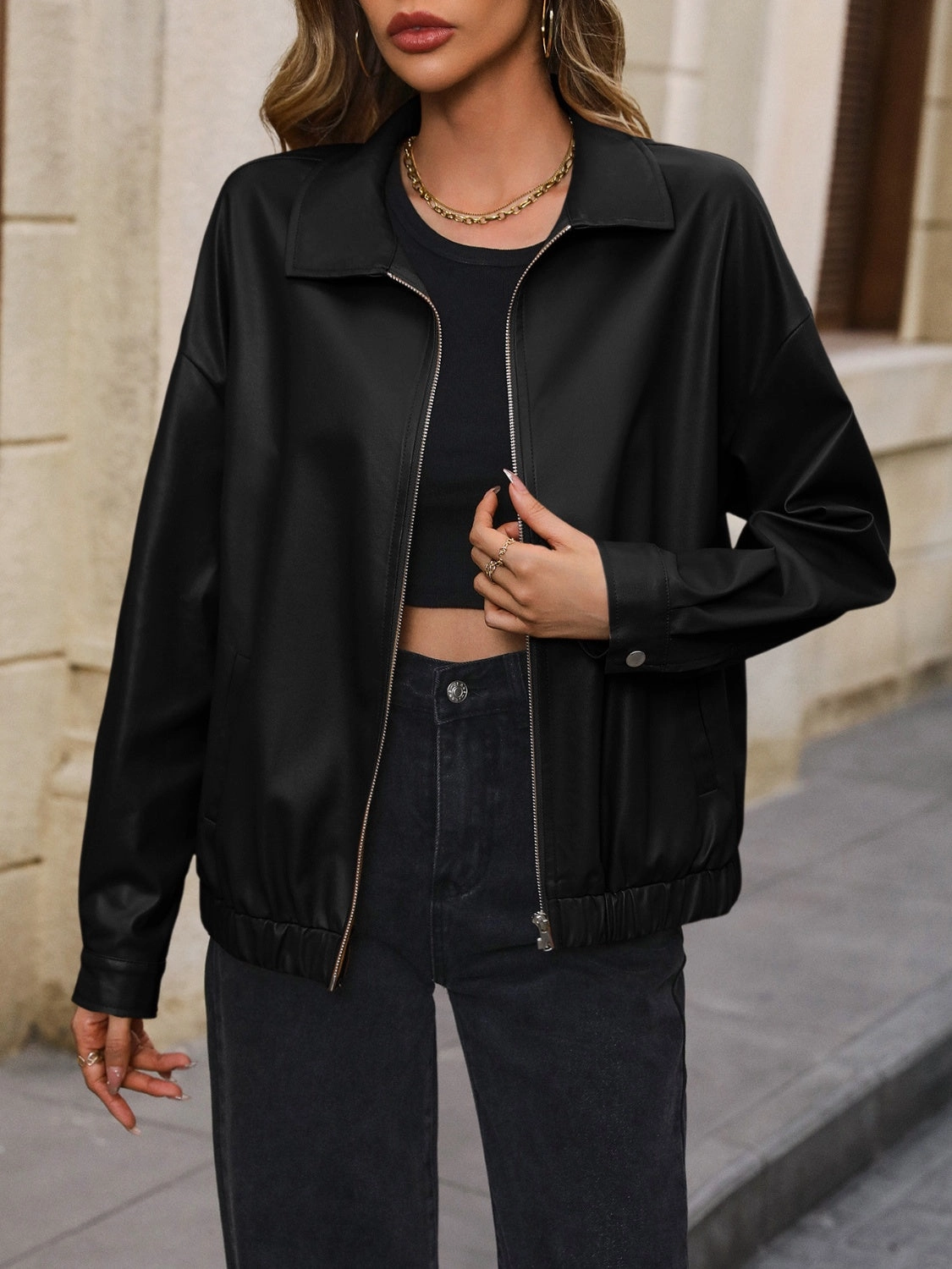 Shop Grab Now Ivy Lane Pocketed Zip Up Collared Neck Jacket
