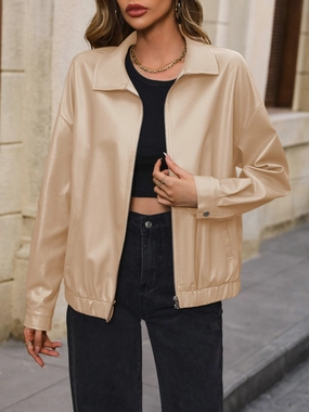 Flash Pick Today Exclusive Hot Pick Ivy Lane Pocketed Zip Up Collared Neck Jacket