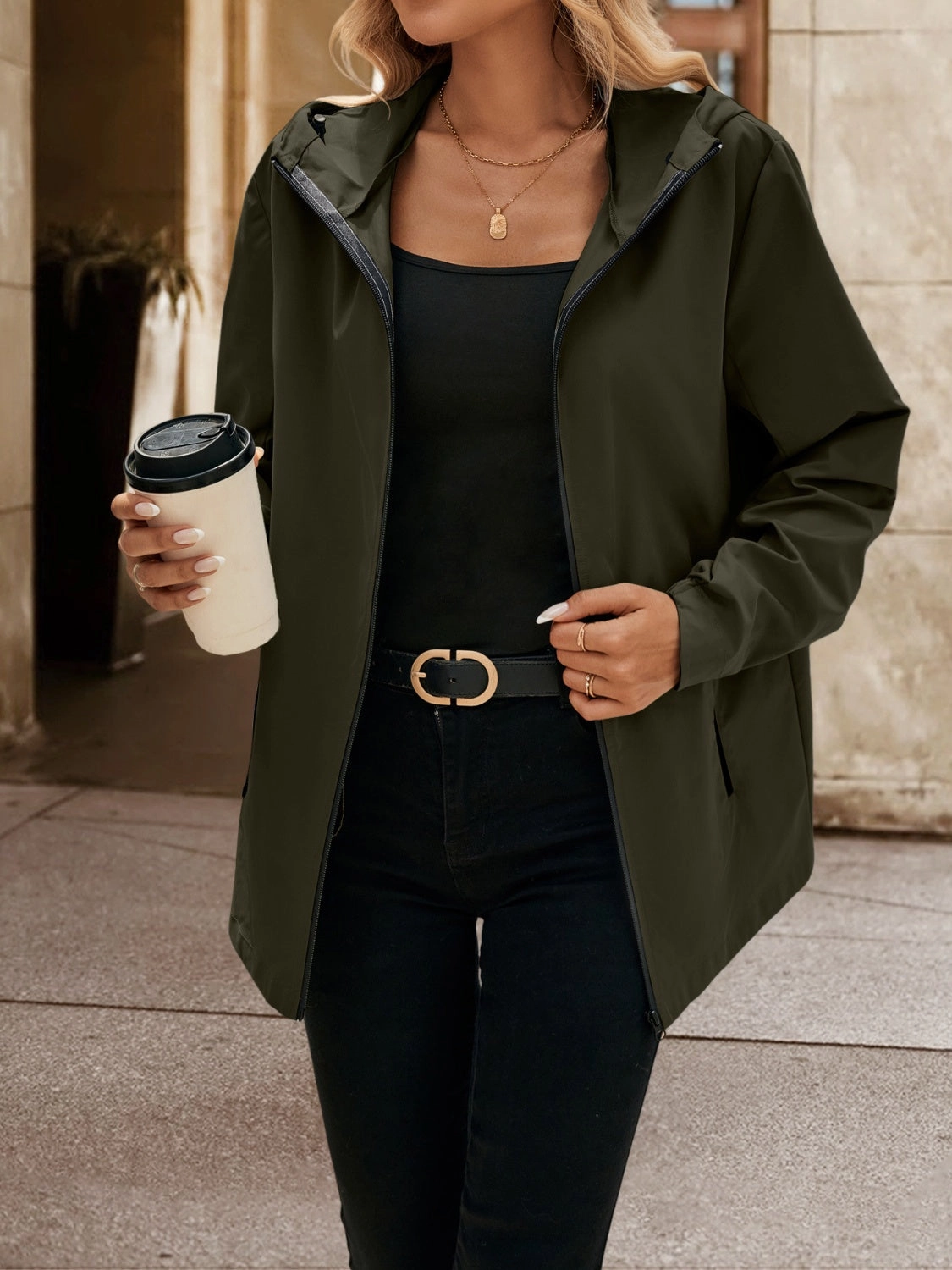 Ivy Lane Pocketed Zip Up Hooded Jacket Exclusive Hot Pick Special Occasion Discount