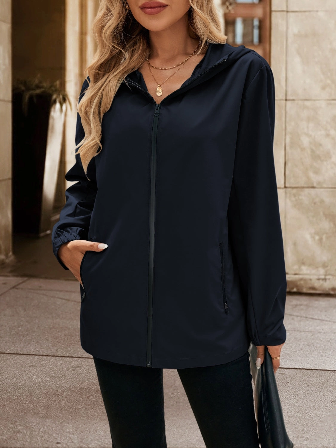 Ivy Lane Pocketed Zip Up Hooded Jacket Big Sale Today