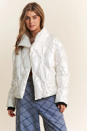 Limited Time Sale J.Nna Quilted Mock Neck Puffer Jacket