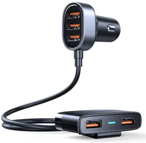 Special Deal Frenzy MustHave Gift Ideas Joyroom Jr-Cl03 5Usb Ports Car Charger Adapter 31W With 5Ft Cable For Back Seat Charging
