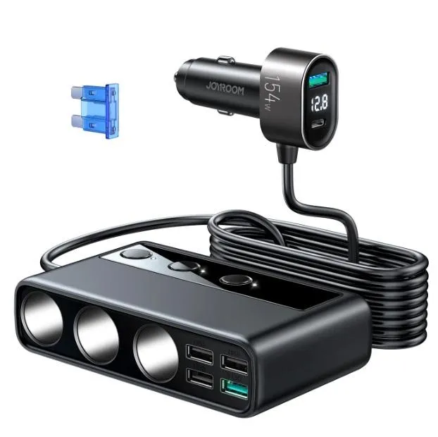 Joyroom Jr-Cl06 154W Car Charger With Three Sockets Pd Qc3.0 Usb*4 Instant Deal Today