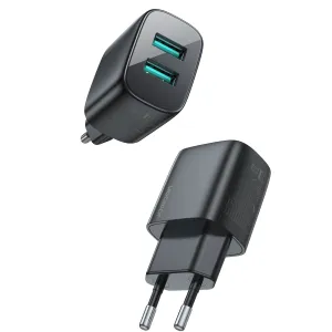 Dont Miss Hot Deals Limited Time Discount Joyroom L-2A123 2.4A Dual Ports Mini Fast Charger Black Eu