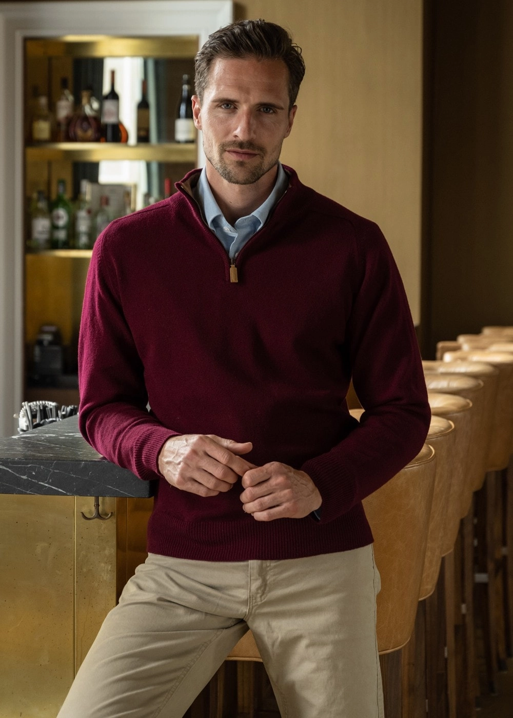 Lambswool 2 Ply Zip Neck Special Occasion Discount