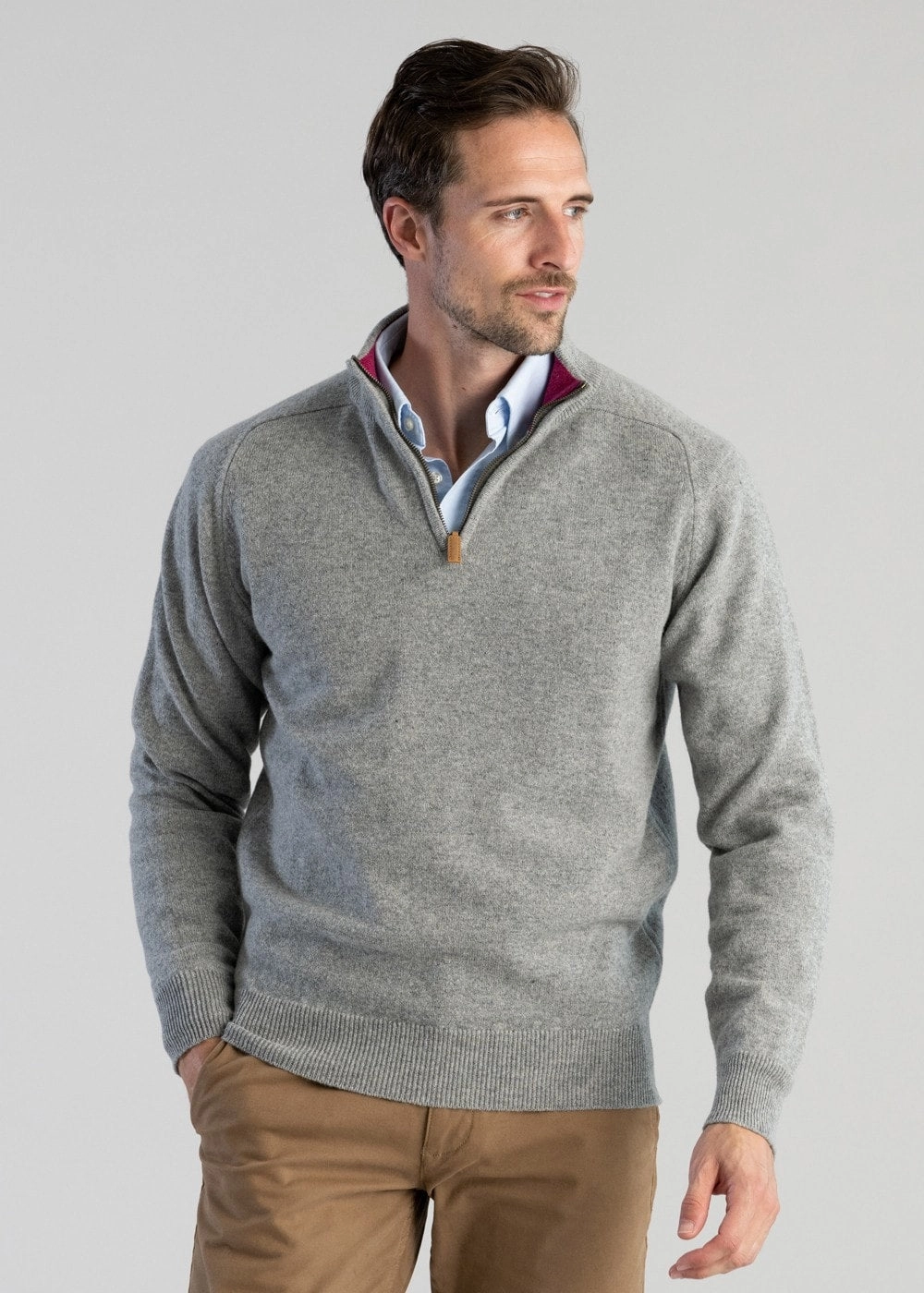 Big Price Drop Lambswool 2 Ply Zip Neck