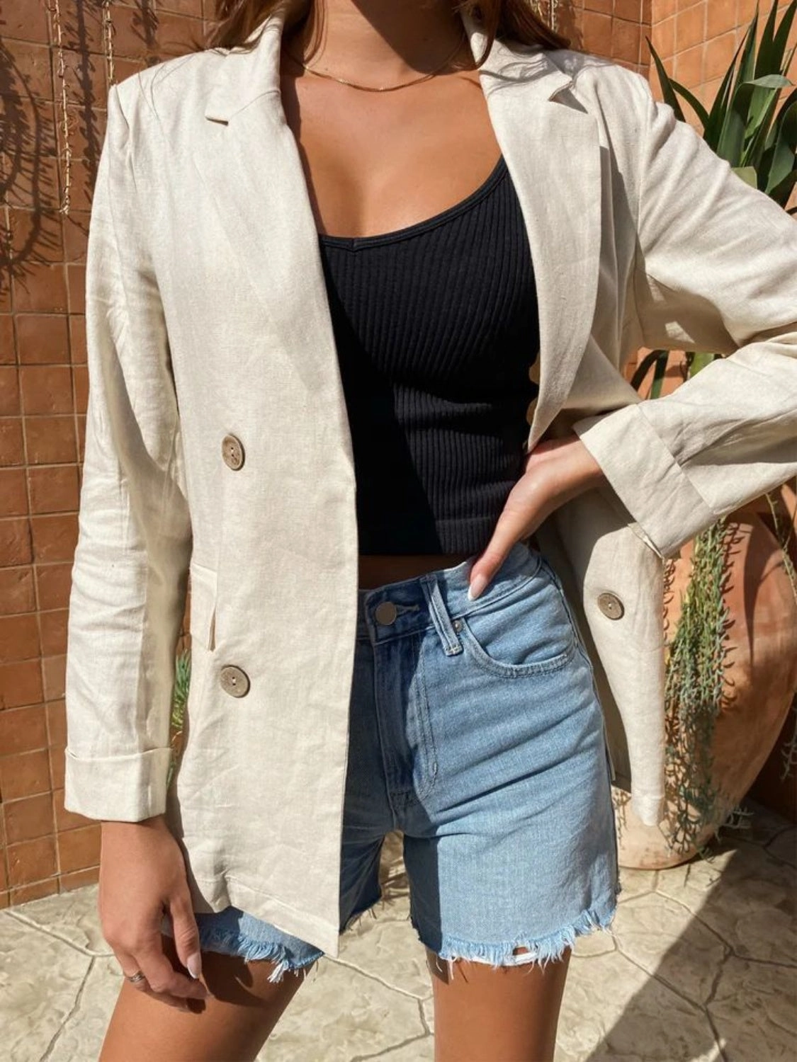 Lapel Collar Long Sleeve Blazer Big Price Drop