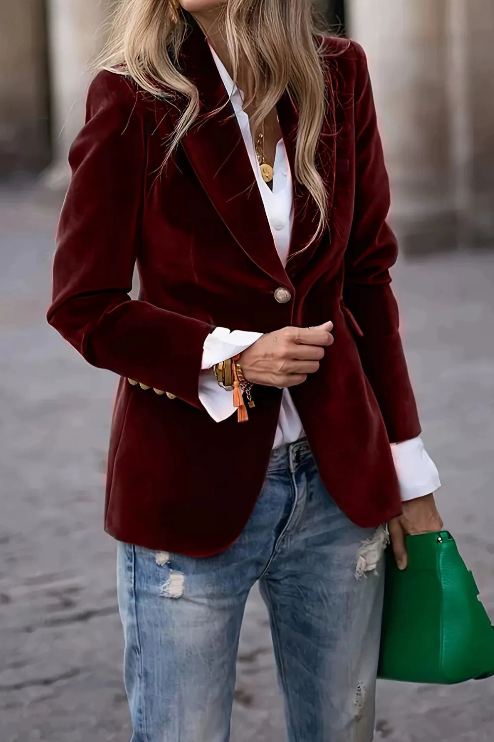 Lapel Collar One Button Blazer Trending Now Discount Daily Deal Frenzy