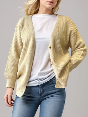 Button Down V-Neck Long Sleeve Cardigan Biggest Savings Now Big Savings Alert