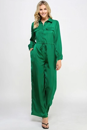 Long Sleeve Jumpsuit With Waist Drawstring Weekend Sale Special