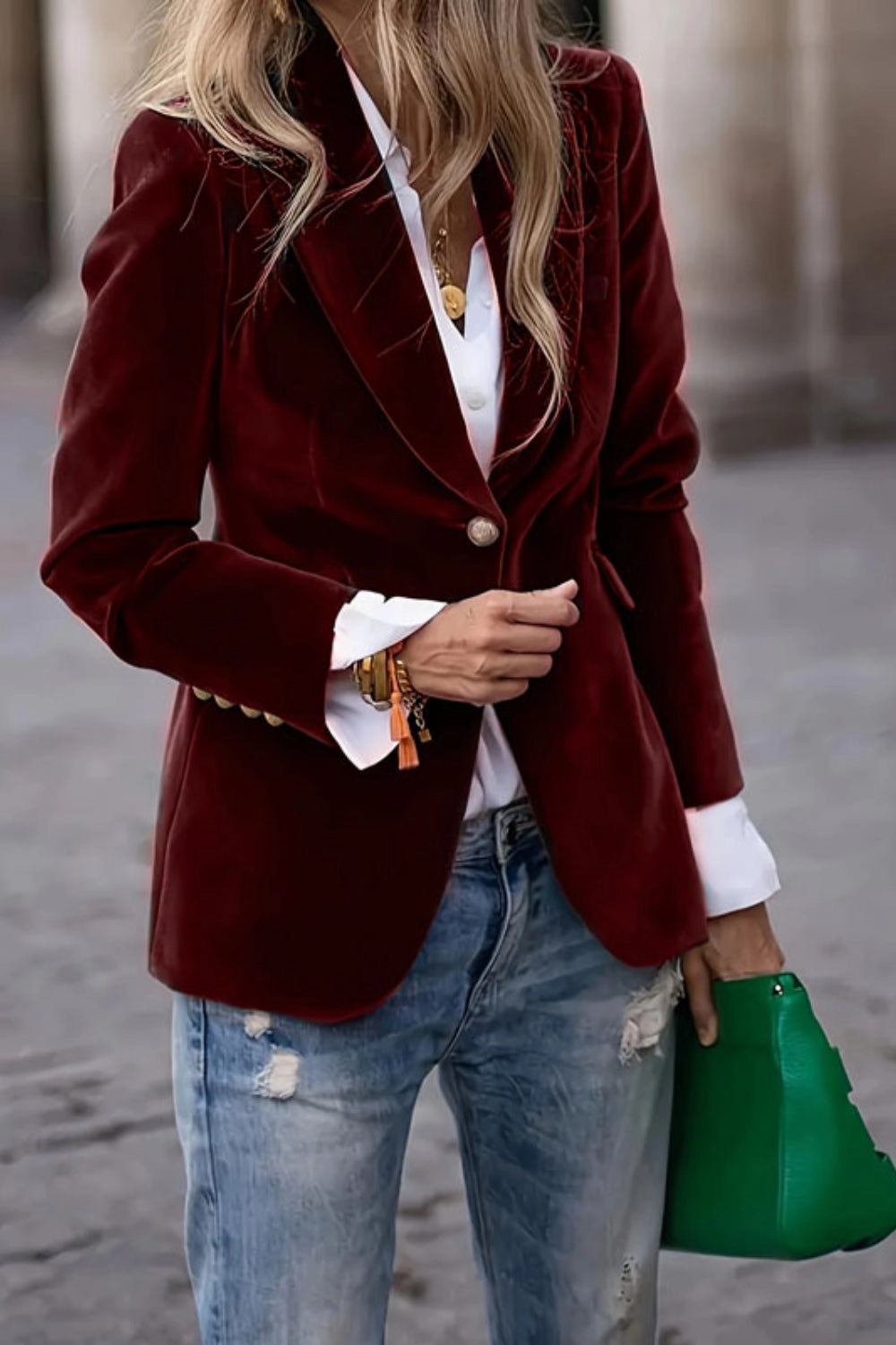 Todays Trending Deals Flash Deal Alert One Button Lapel Collar Long Sleeve Blazer