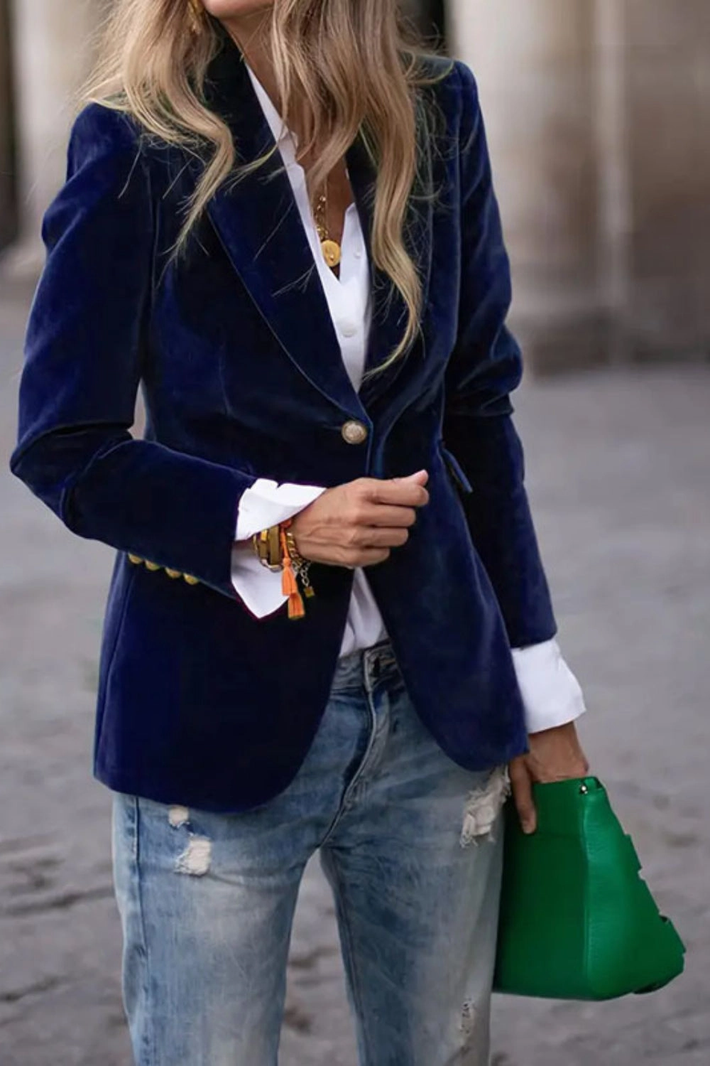 GiftWorthy Sale One Button Lapel Collar Long Sleeve Blazer