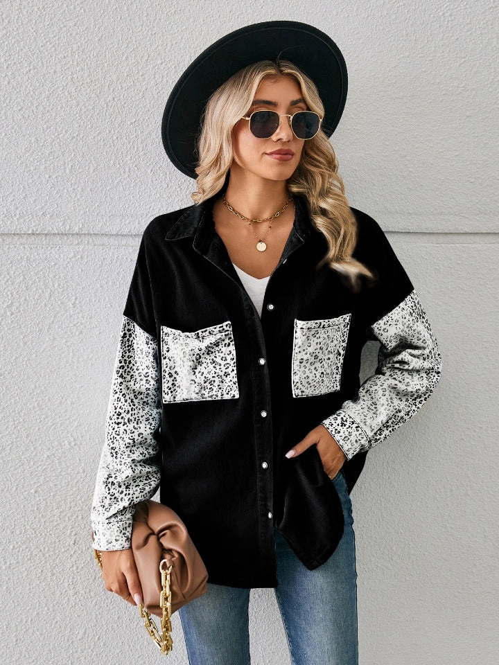 Leopard Button Up Denim Jacket Grab Todays Deal