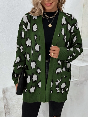 Limited Stock Offer Dont Miss This Offer Leopard Open Front Dropped Shoulder Cardigan