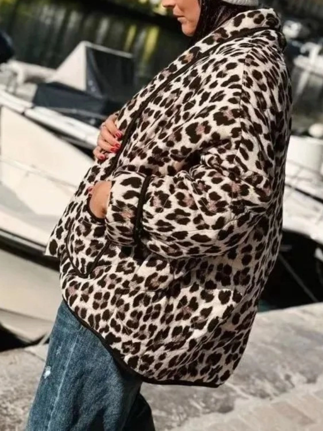 Leopard Open Front Long Sleeve Outerwear Hot Pick of the Day Limited Time Steal