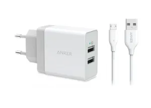 Anker 24W 2-Port Usb Charger & 3Ft Micro Usb Cable - White GiftWorthy Sale