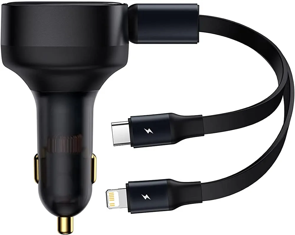 Clearance Sale Now Unmissable Deal Today Baseus Enjoyment Retractable 2-In-1 Car Charger C L 30W Black