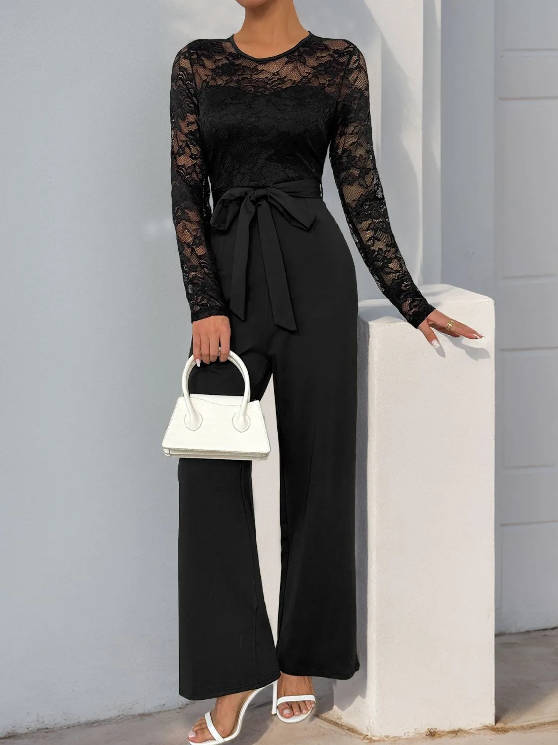 Perfee Lace Round Neck Long Sleeve Jumpsuit Hot Pick of the Day
