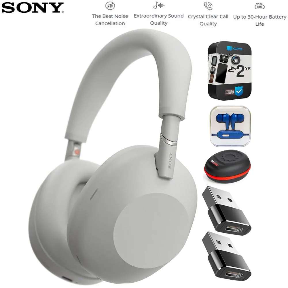 Deal Frenzy Today Sony Wireless Noise Canceling Headphones Platinum Silver 2 Year Warranty Bundle