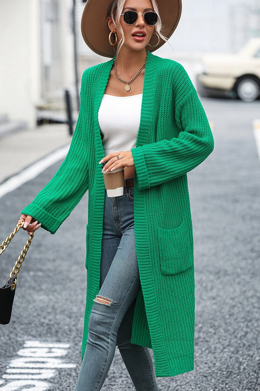 Exclusive Online Deal Dropped Shoulder Long Sleeve Cardigan With Pocket