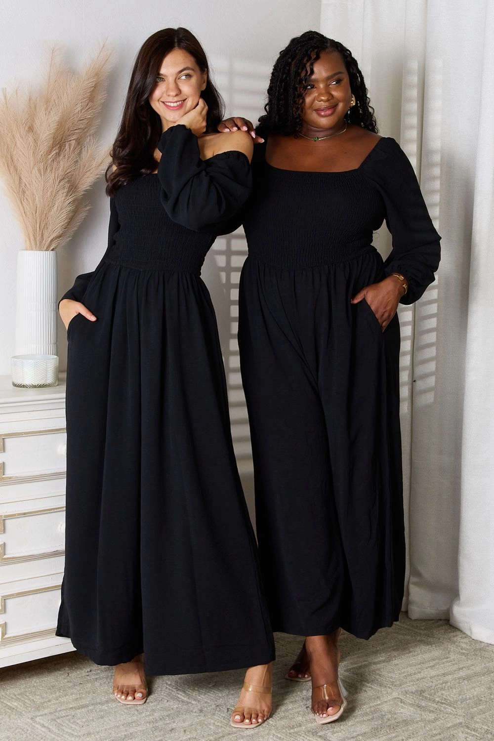 Save Today Only Double Take Square Neck Jumpsuit With Pockets