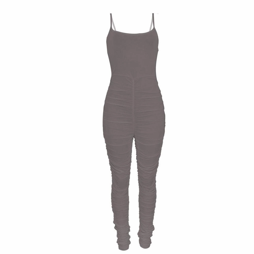 Flash Sale Now Land Of Nostalgia Sleeveless Stacked Ruched Jumpsuit Women'S Jogger Pants By Land Of Nostalgia