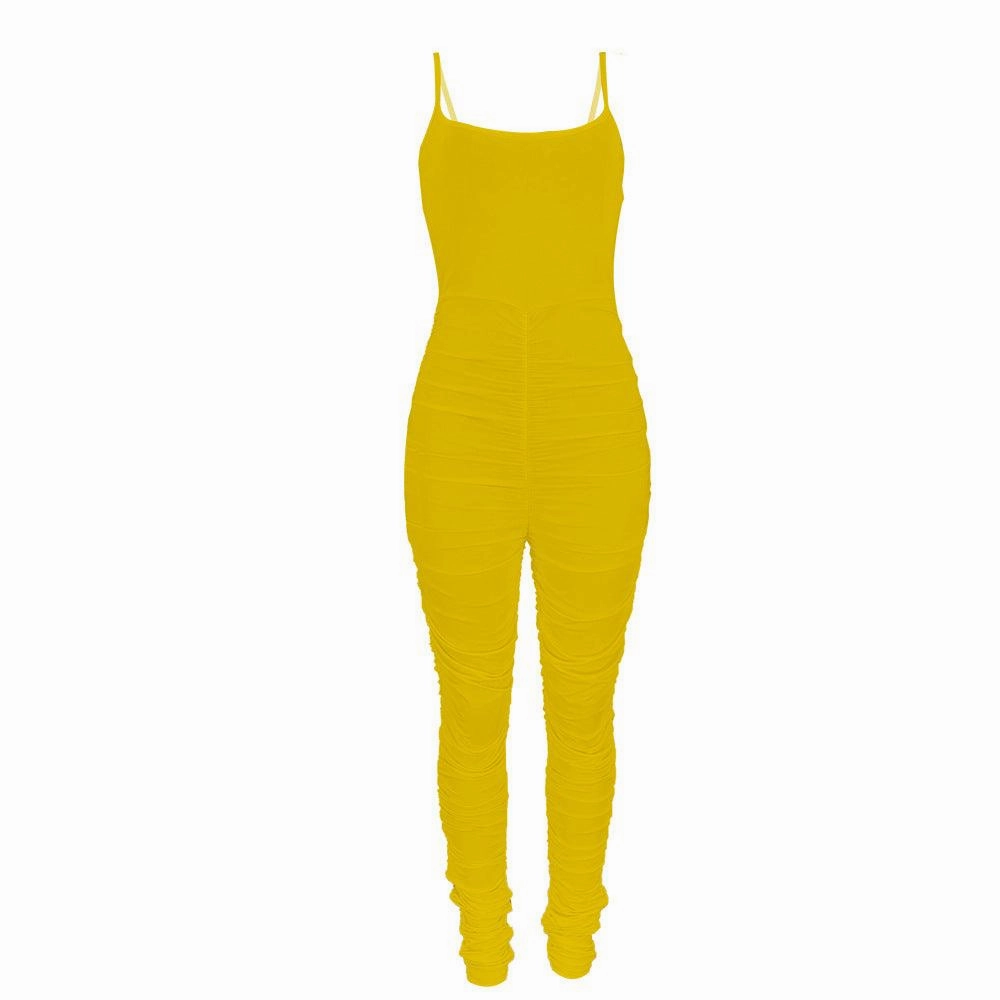 Land Of Nostalgia Sleeveless Stacked Ruched Jumpsuit Women'S Jogger Pants By Land Of Nostalgia Exclusive Online Deal Exclusive Online Discount