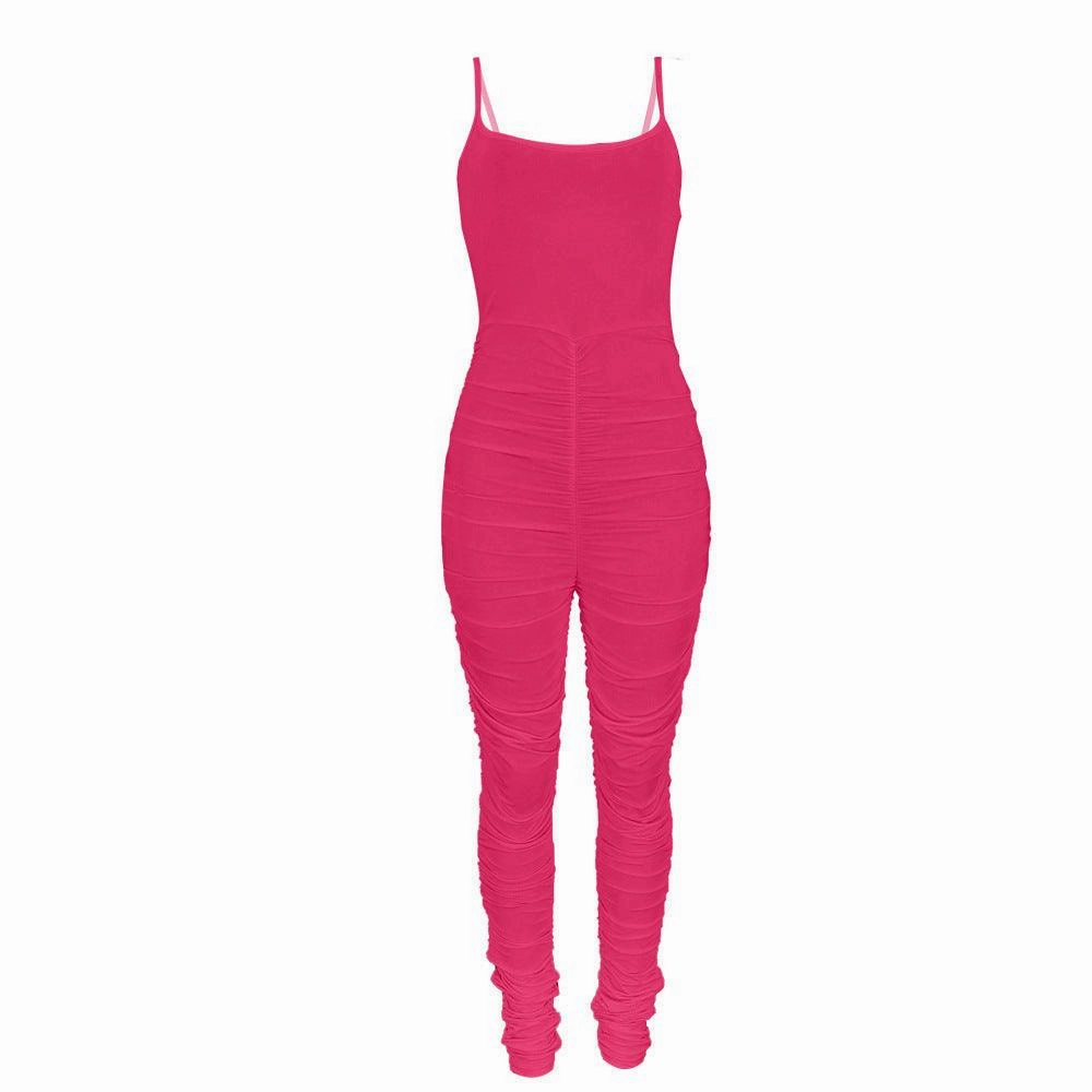 Land Of Nostalgia Sleeveless Stacked Ruched Jumpsuit Women'S Jogger Pants By Land Of Nostalgia Sweet Deal Inside