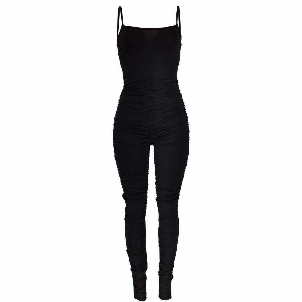 Todays Mega Savings Land Of Nostalgia Sleeveless Stacked Ruched Jumpsuit Women'S Jogger Pants By Land Of Nostalgia