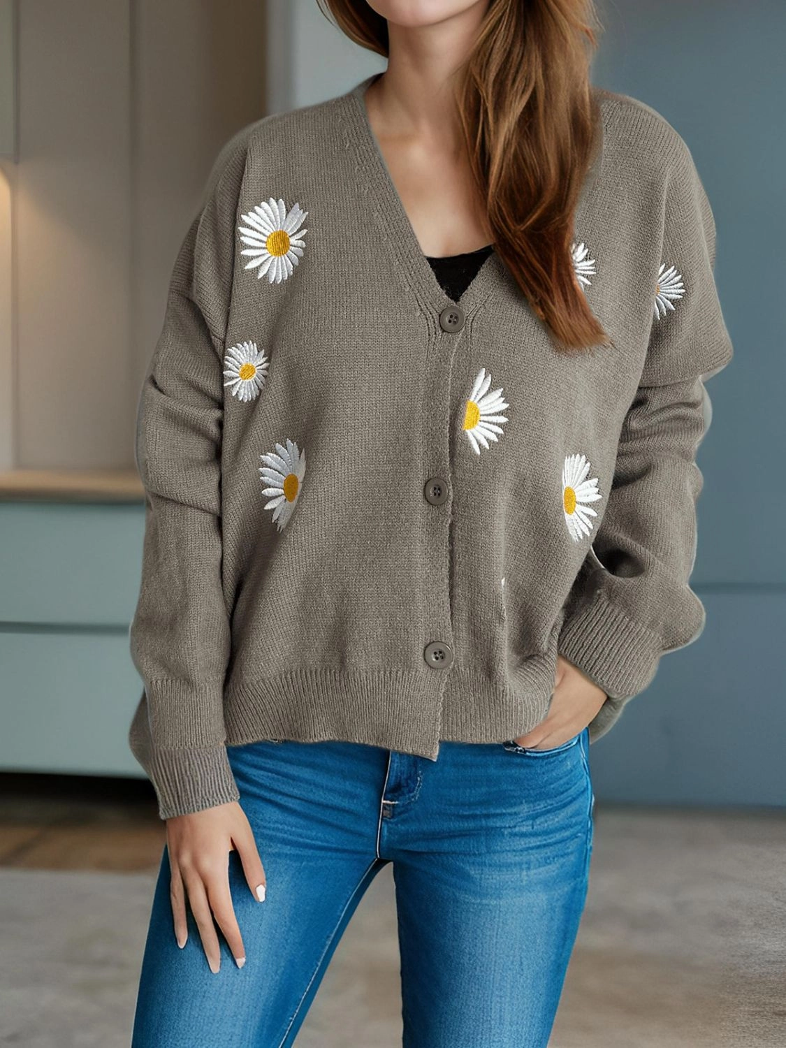 Shop the Savings Now Daisy Button Up V-Neck Cardigan