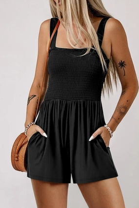 Shop the Best Deals MustHave Clearance Square Neck Smocked Romper With Pocket