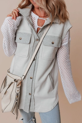 Pocketed Curved Hem Button Up Vest MustHave Deal