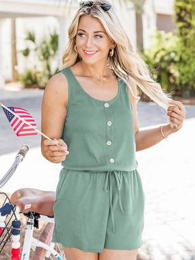 Today Only Hot Sale Deal Frenzy Today Scoop Neck Wide Strap Romper With Pockets