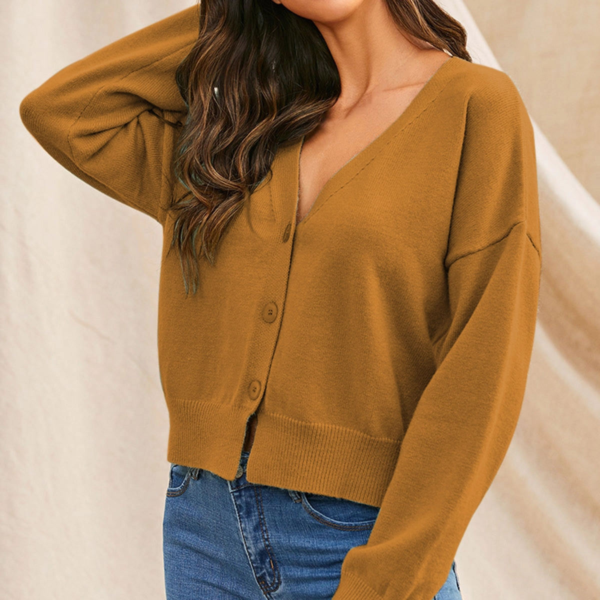 Deal of the Day Hot Picks Today V-Neck Button Up Long Sleeve Cardigan