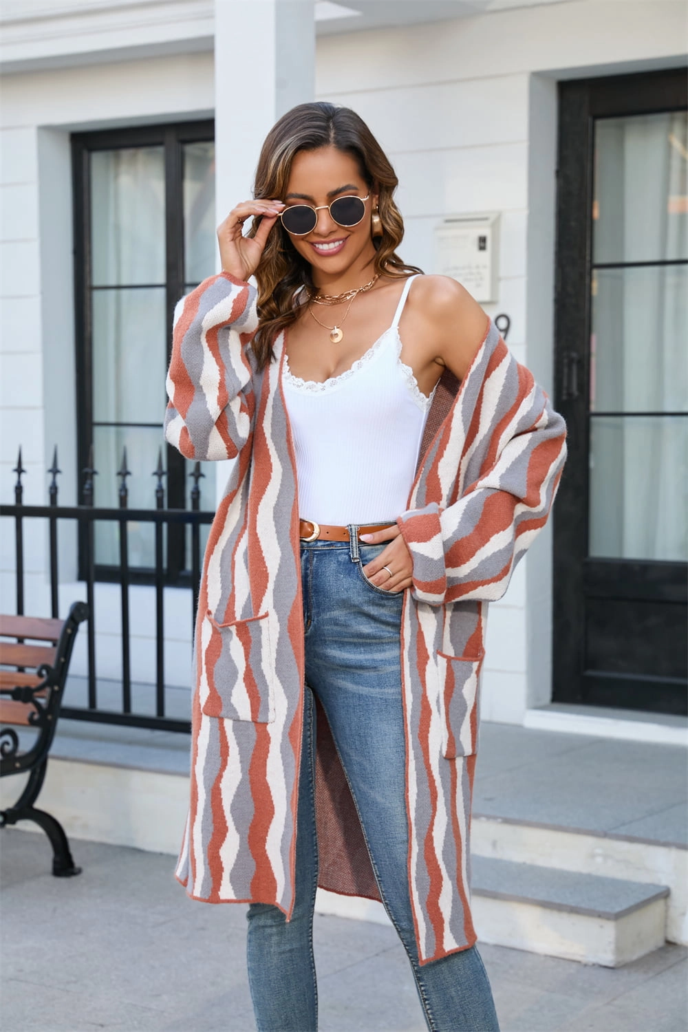 Trending Hot Deal Angel Wings Printed Open Front Pocketed Cardigan