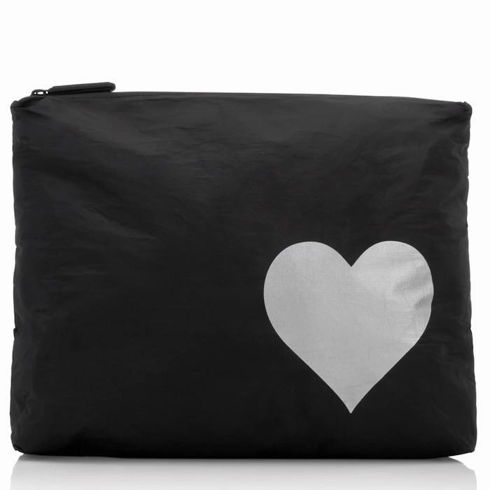Heart Zipper Pack Black With Silver Heart Special Occasion Discount