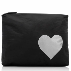 Heart Zipper Pack Black With Silver Heart Clearance Event Alert Deal of the Day