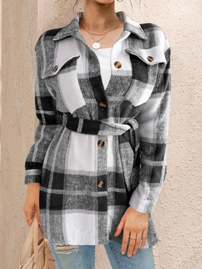 Save More Online MustHave Deals Fam-Fam Tied Plaid Button Up Shacket