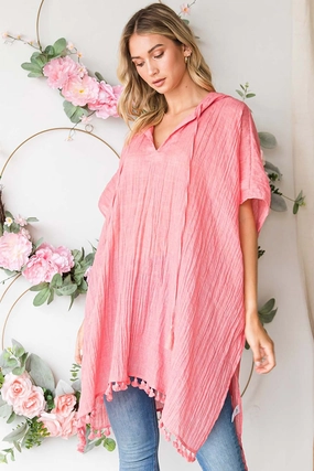 Cotton Bleu By Nu Label Tassel Hem Hooded Cover Up Hot Pick of the Day