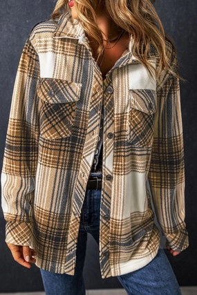 Instant Deal Today Plaid Button Up Long Sleeve Shacket