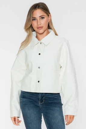 Online Exclusive Deal Snobbish Snap Down Long Sleeve Pu Leather Jacket