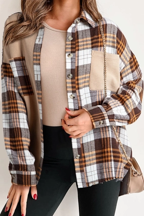 Clearance Blowout Flash Deal Today Plaid Button Up Long Sleeve Shacket