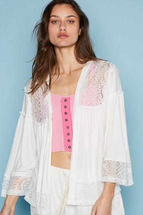 Pol Open Front Lace Detail Cardigan Save More Online