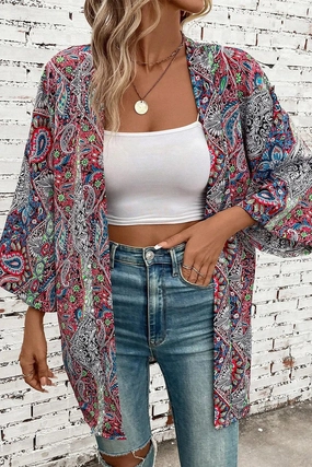 Printed Open Front Long Sleeve Cover Up Grab Your Deal Today Price Drop Today
