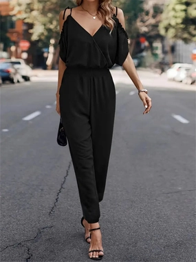Surplice Tied Spaghetti Strap Jumpsuit Limited Edition Offer