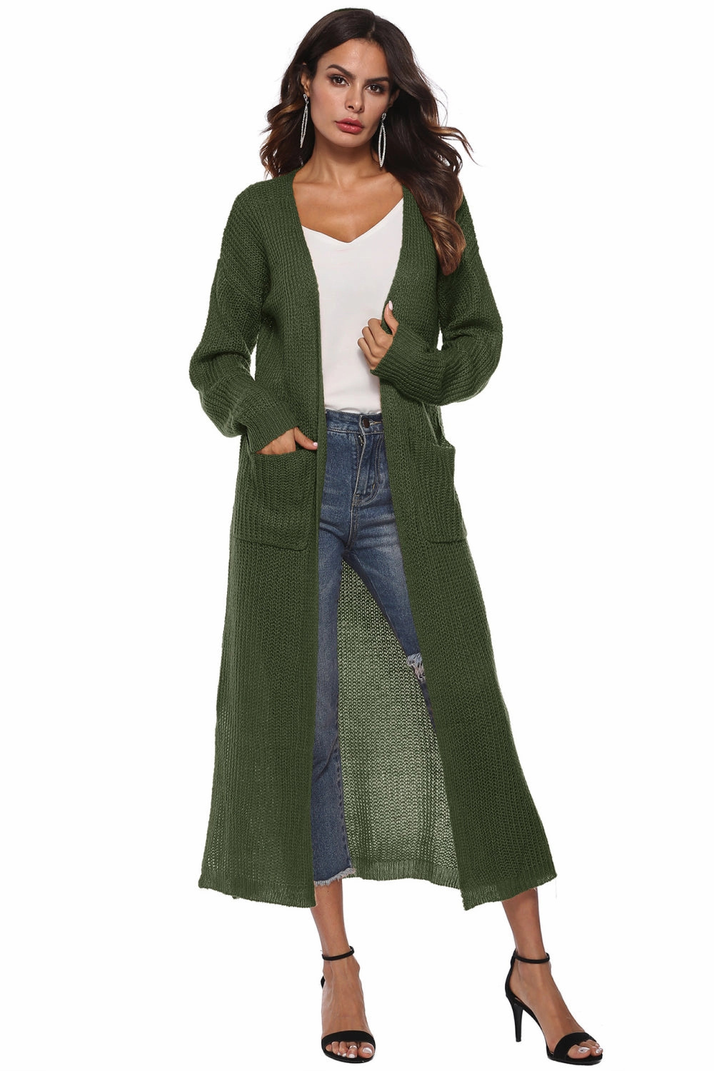 Long Sleeve Open Front Buttoned Cardigan Flash Offer Today