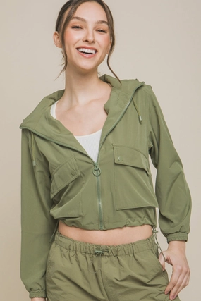Shop Grab Savings Love Tree Drawstring Hem Hooded Zip-Up Jacket
