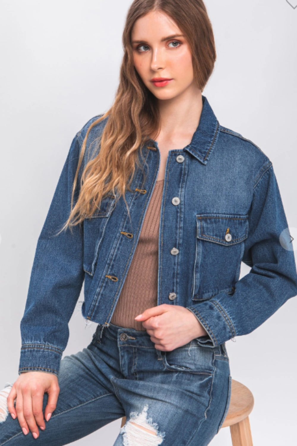 Love Tree Raw Hem Button Up Cropped Denim Jacket Online Exclusive Savings Shop Save Big