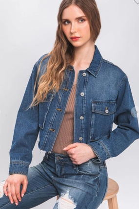 Hot Pick Deal Price Drop Today Love Tree Raw Hem Button Up Cropped Denim Jacket