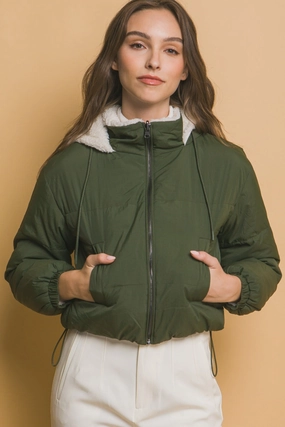 Love Tree Zip Up Cropped Hooded Sherpa Reversible Jacket Weekend Specials Shop the Best Deals